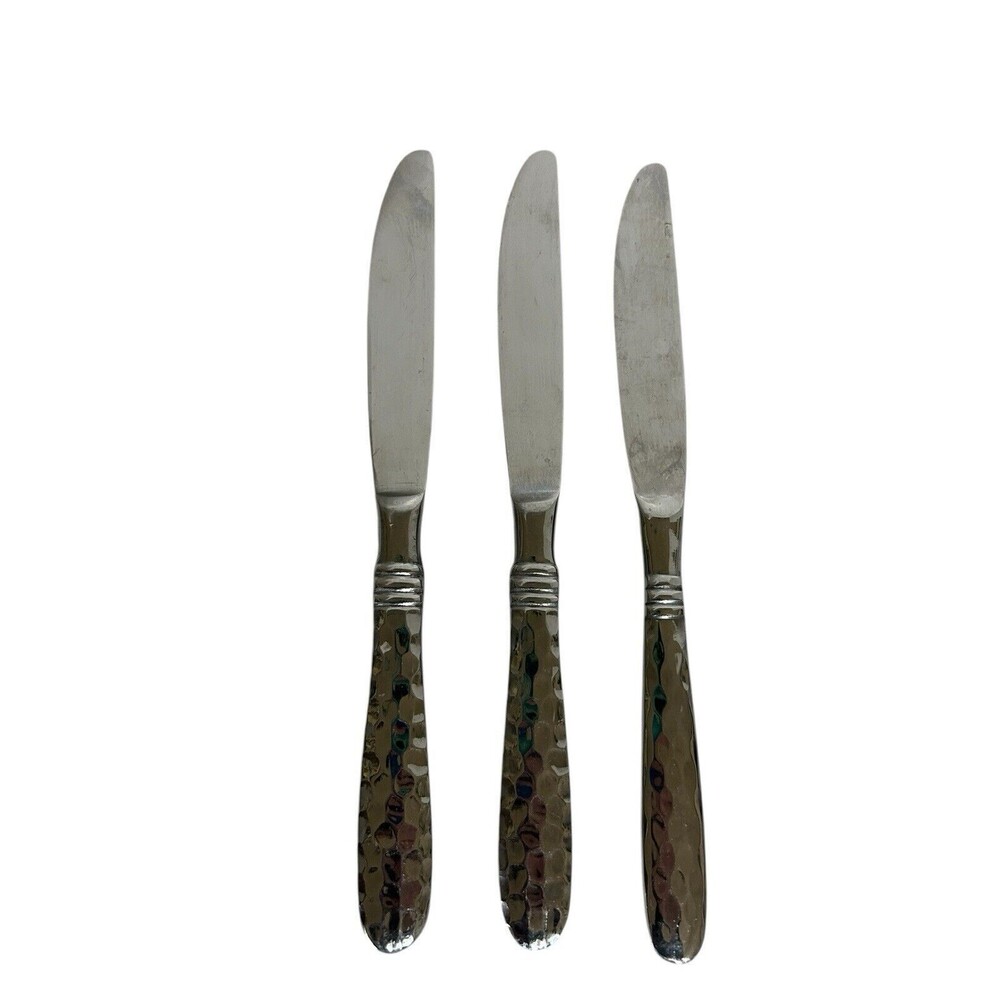 Cambridge MAJESTY Stainless Hammered 18/10 Glossy Flatware 3 Butter Knives
